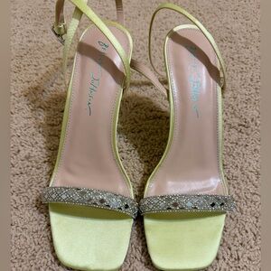 Betsey Johnson Light Green Heels with Rhinestone Detail